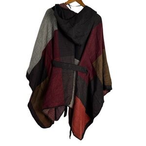 Marc New York Andrew Marc Boho  Hooded Waist Tie Poncho
